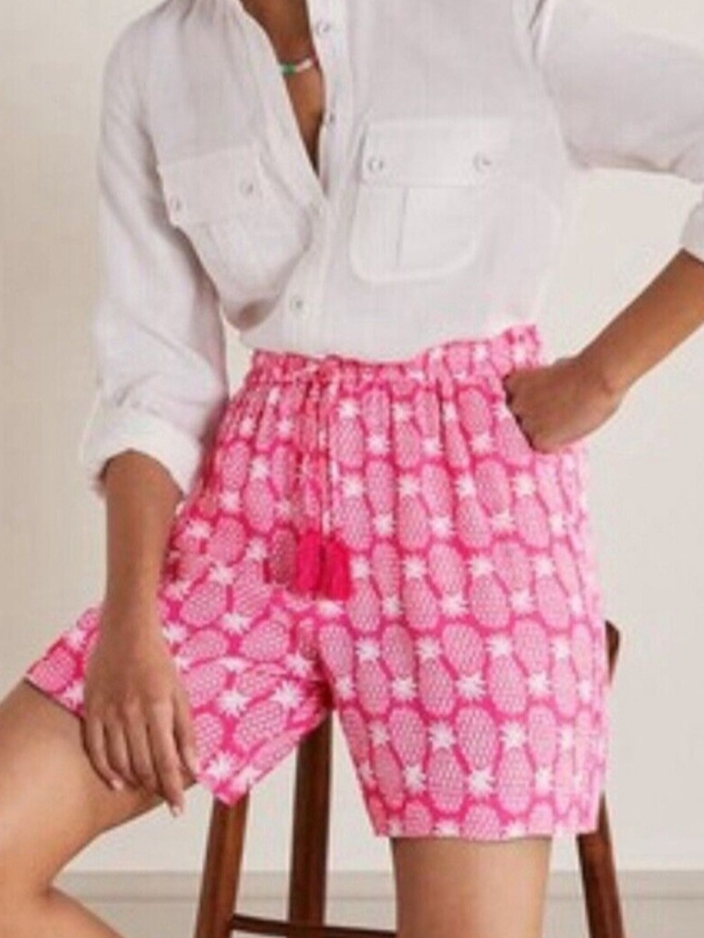 Boden Bembridge Shorts Party Pink Pineapple Geo size 10
